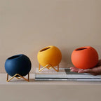 Colorful Ceramic Pot with Sturdy Metal Base