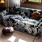 Jungle Style Chenille Sofa Cover - Soft Fabric with Tassels