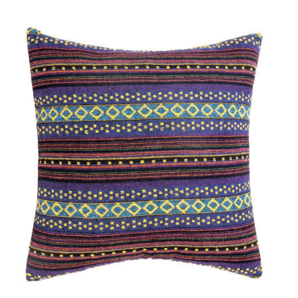Bohemian Geometric Design Microfiber Cushion Cover – Vibrant Woven Style