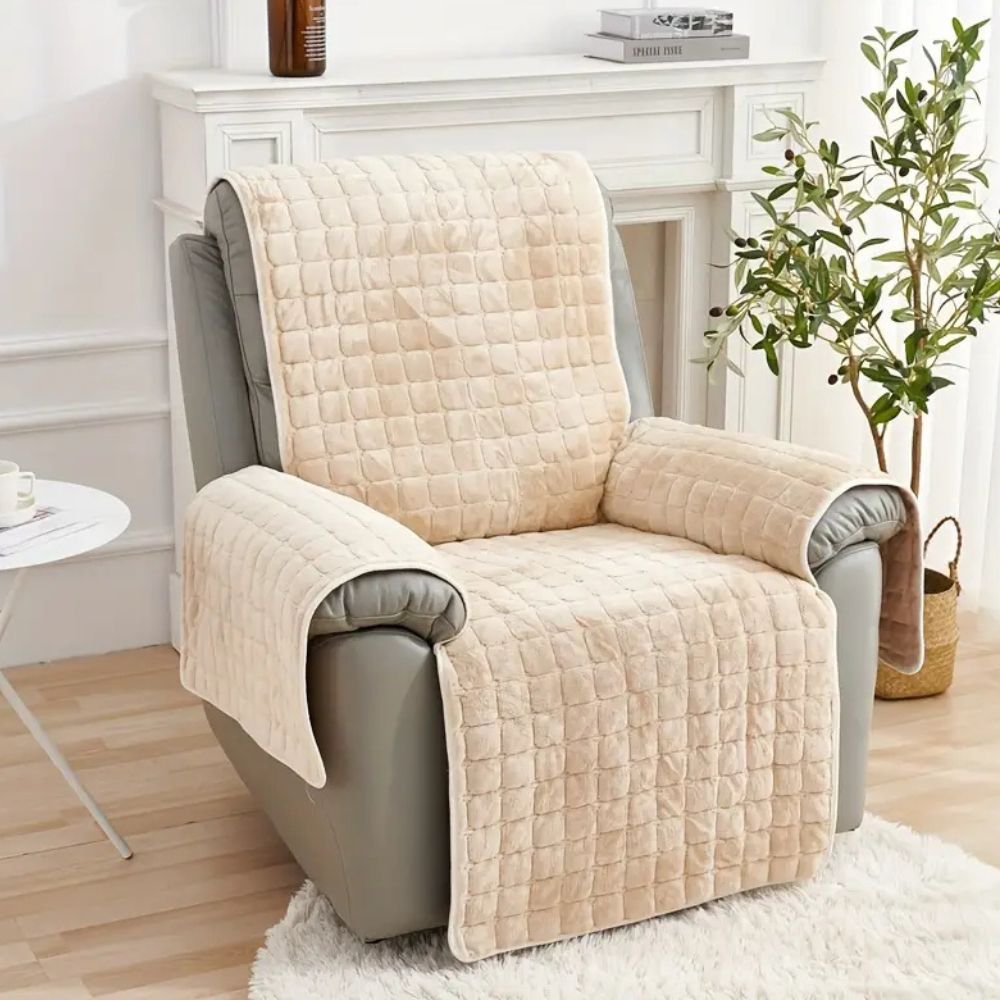 Non-Slip Microfiber Blend Recliner Cover in Vibrant Squares