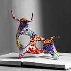 Colorful Resin Bull Artwork for Modern Interiors
