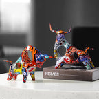 Colorful Resin Bull Artwork for Modern Interiors