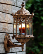 Antique Gold Outdoor Wall Lantern – Elegant Vintage Style Lighting