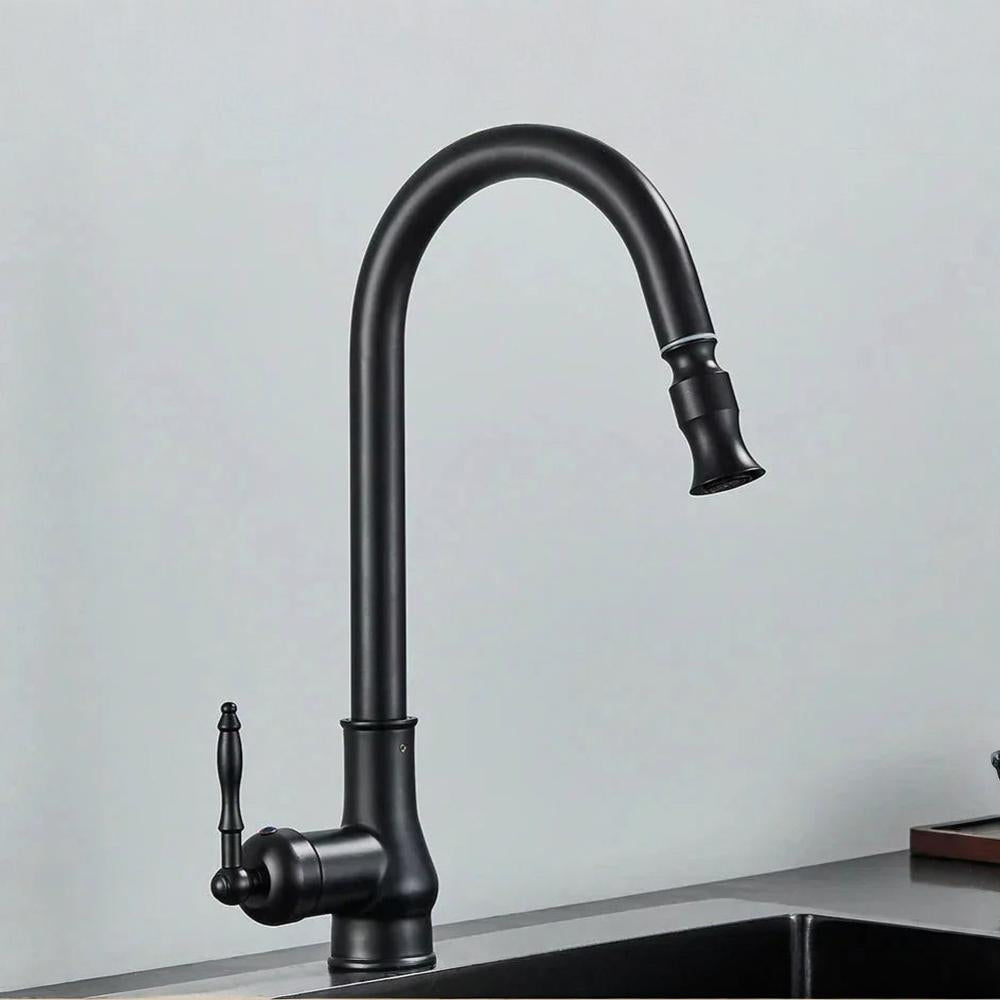 Brass Vintage Kitchen Faucet with Swivel Spout Mixer
