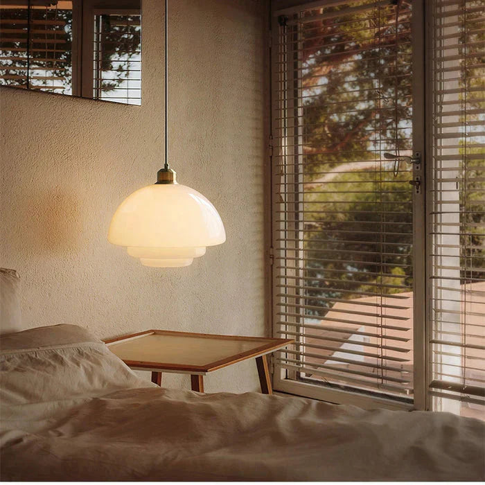 Retro White Glass Pendant Light