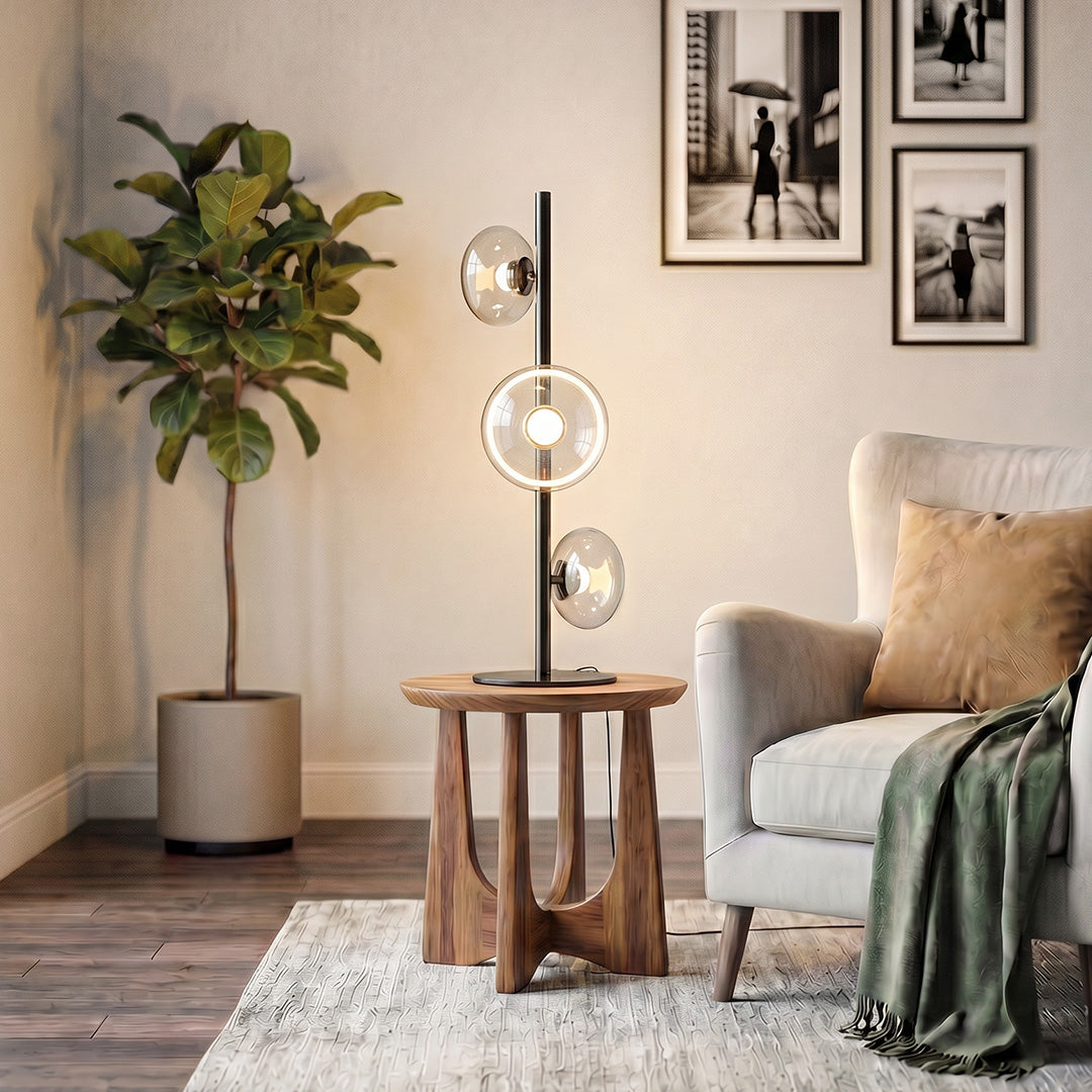Small Vintage Floor Lamp with Glass Shade – Minimalist Home Lighting
