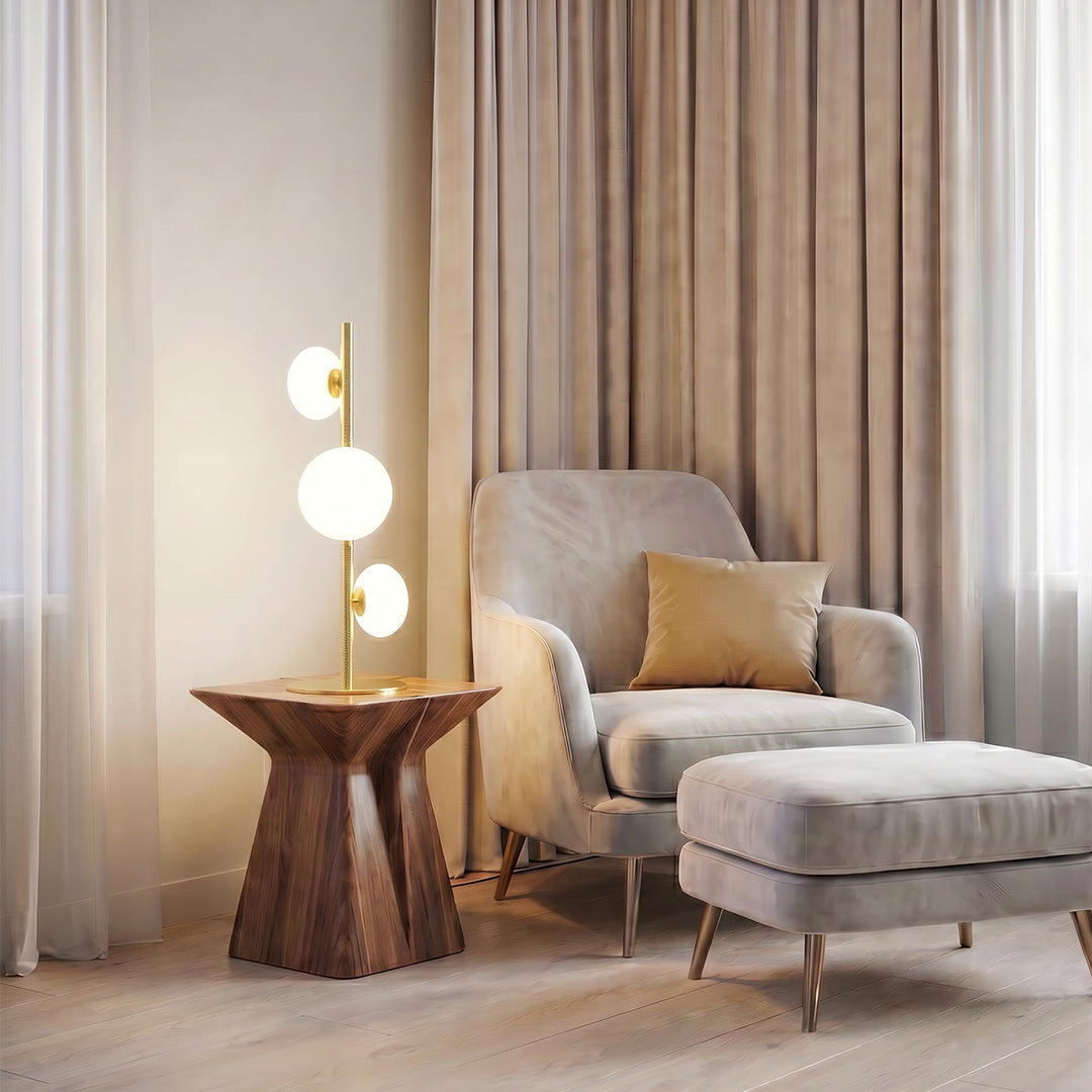 Small Vintage Floor Lamp with Glass Shade – Minimalist Home Lighting