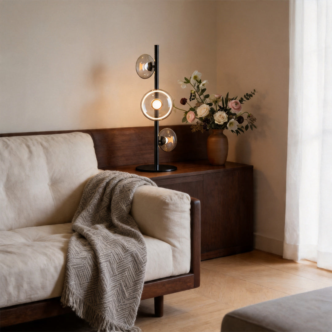 Small Vintage Floor Lamp with Glass Shade – Minimalist Home Lighting