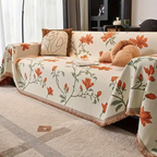 Elegant Vintage Design Chenille Sofa Cover in Floral Pattern