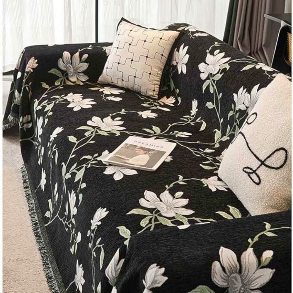 Elegant Vintage Design Chenille Sofa Cover in Floral Pattern