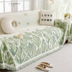 Leaf Pattern Chenille Sofa Protector - Soft, Durable, Pet-Friendly