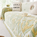 Leaf Pattern Chenille Sofa Protector - Soft, Durable, Pet-Friendly