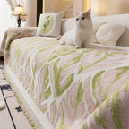 Leaf Pattern Chenille Sofa Protector - Soft, Durable, Pet-Friendly