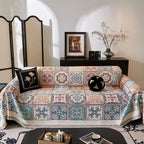 Mediterranean Tile Design Sofa Cover - Soft Chenille Throw