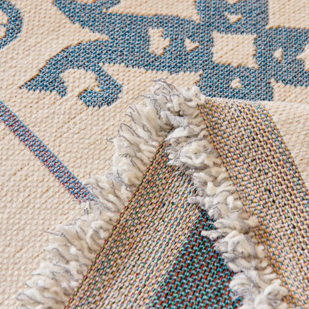 Mediterranean Tile Design Sofa Cover - Soft Chenille Throw