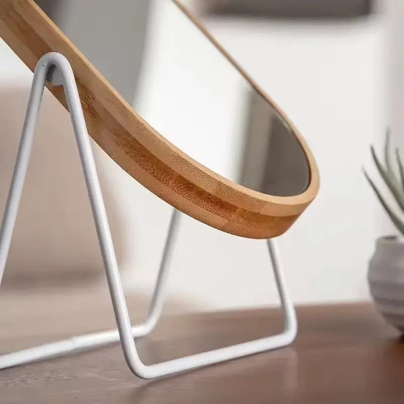 Eco-Friendly Rotating Vanity Mirror with Bamboo Frame