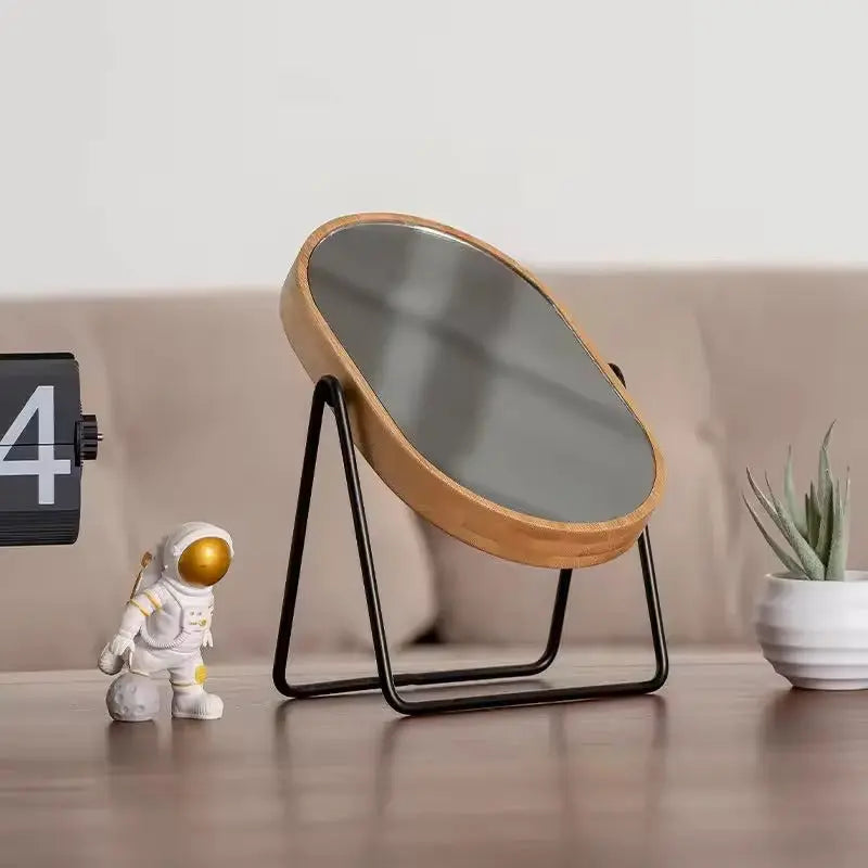 Eco-Friendly Rotating Vanity Mirror with Bamboo Frame