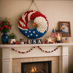 Eagle Wreath Wall Decor for Veterans - Boxwood Door Display