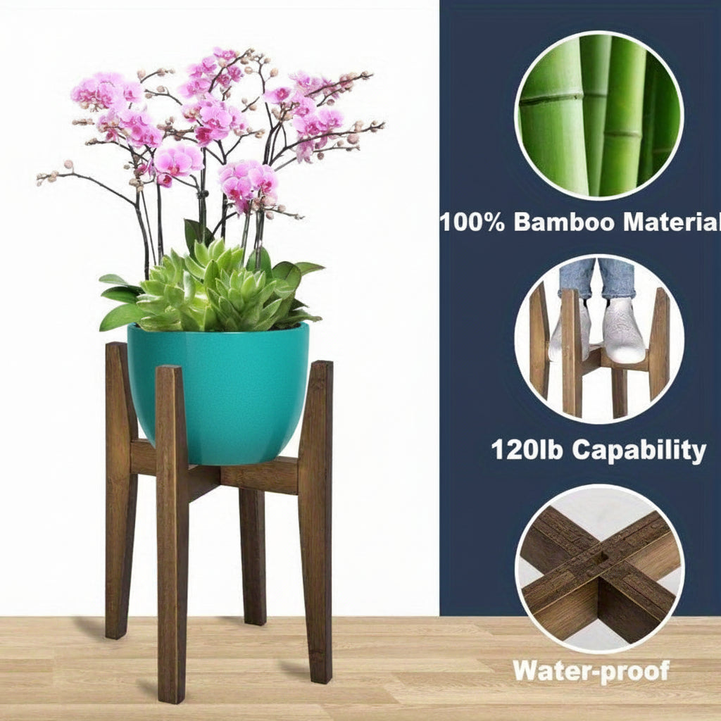 Adjustable Indoor Flower Holder with Marble Top Plant Stand