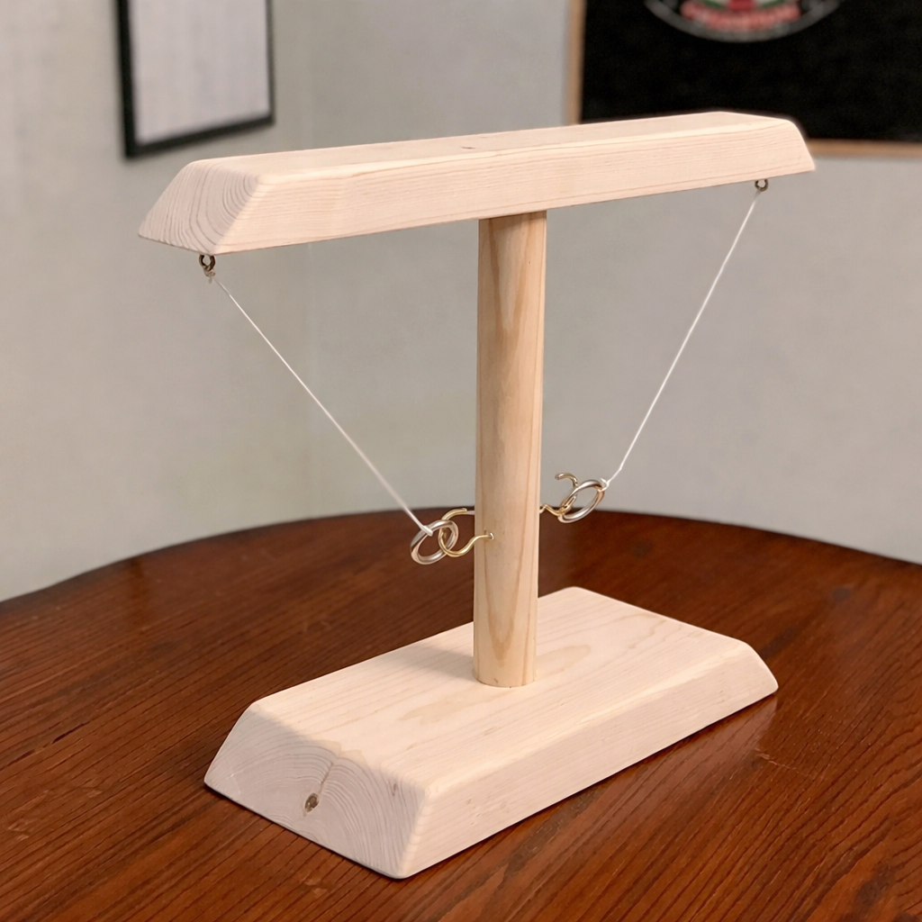 Wooden Hook and Ring Toss Game for Tabletop Fun at Parties