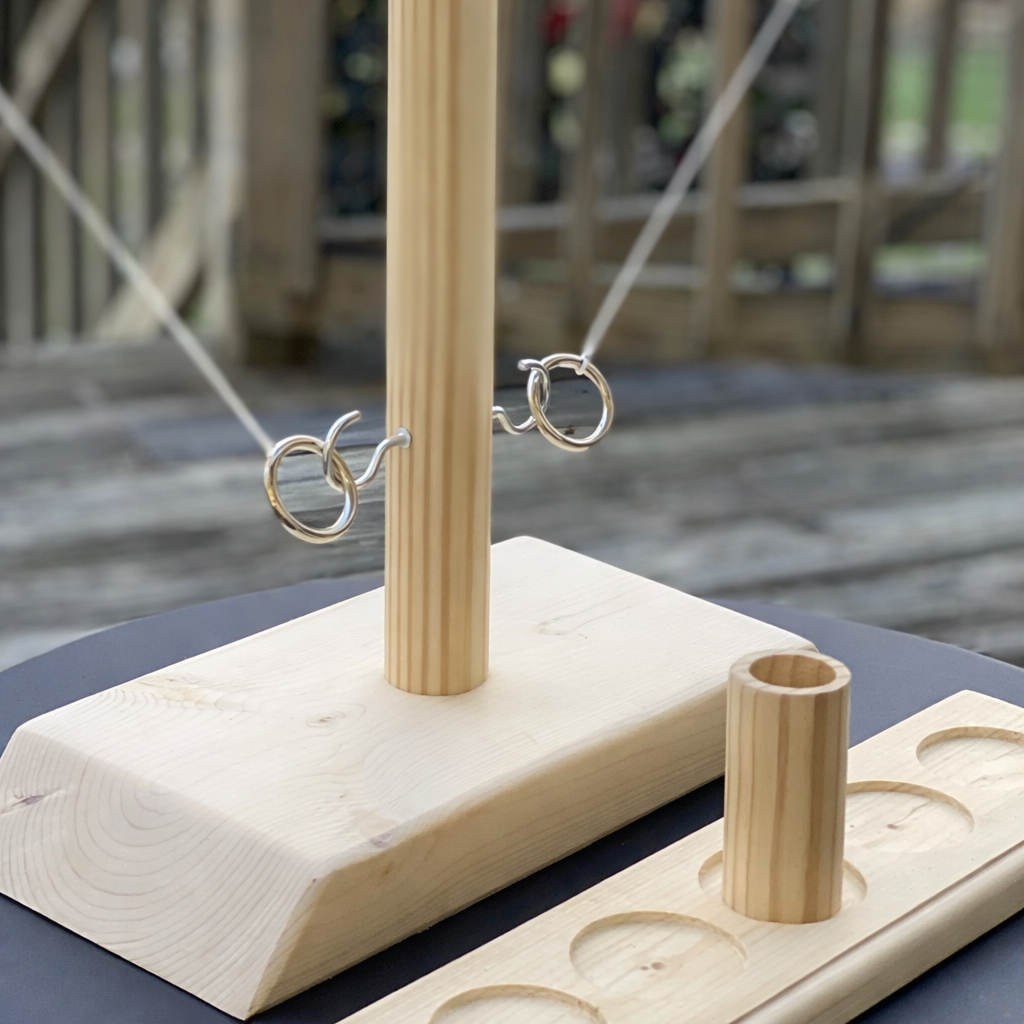 Wooden Hook and Ring Toss Game for Tabletop Fun at Parties