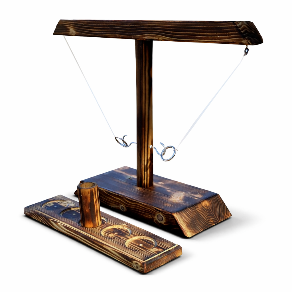 Wooden Hook and Ring Toss Game for Tabletop Fun at Parties