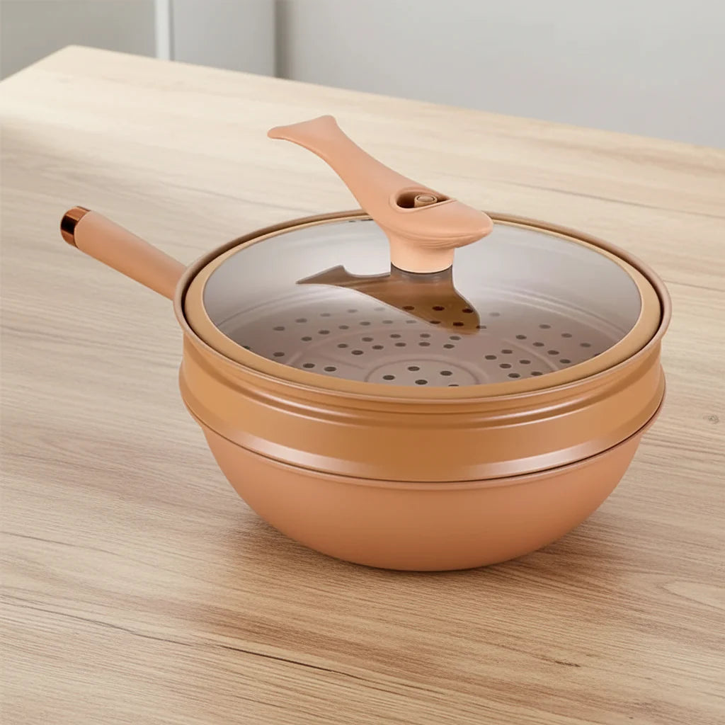 Nonstick Wok with Steamer Lid for Cooking