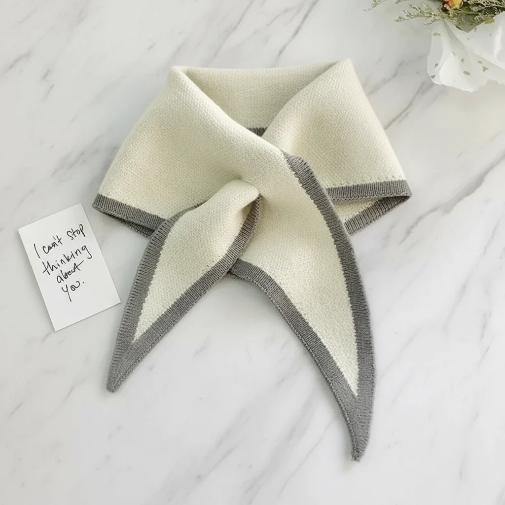 Lightweight Soft Neck Wrap with Retro Contrast Border Scarf