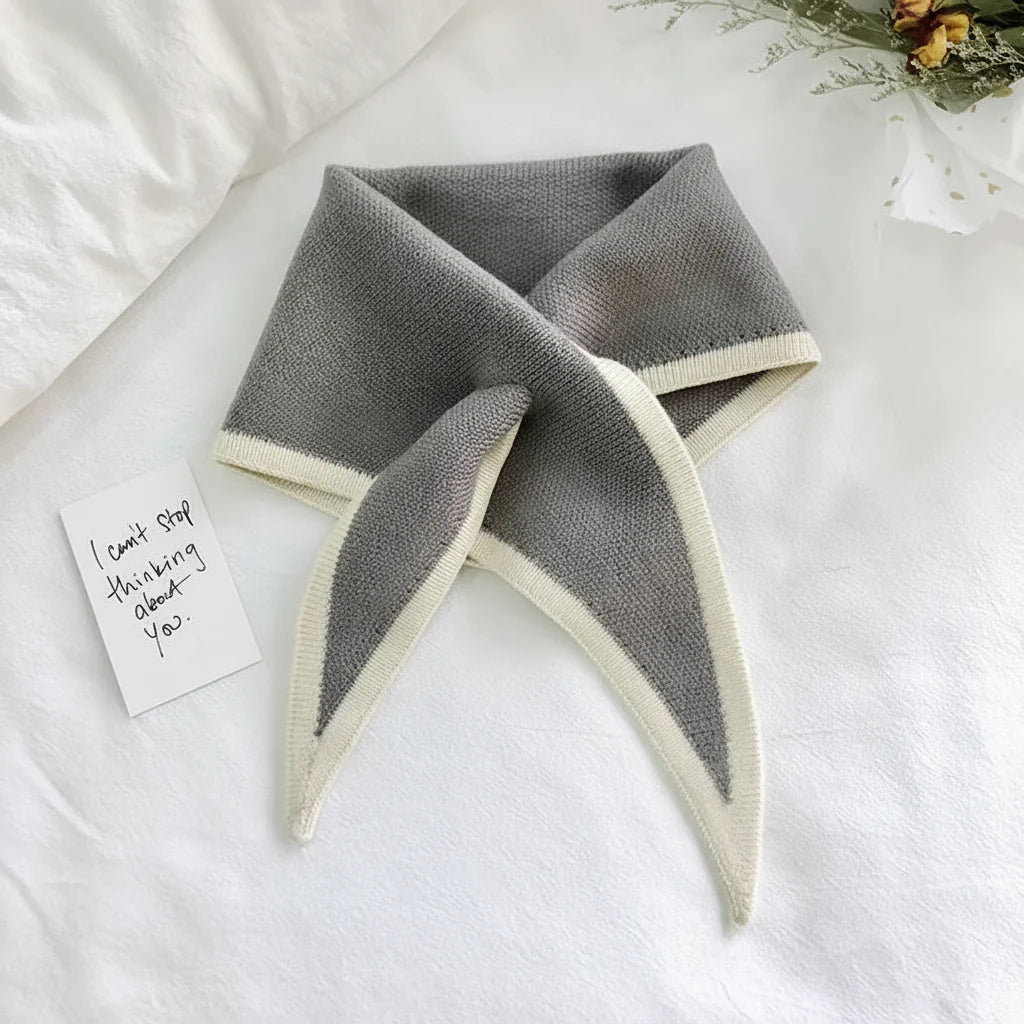 Lightweight Soft Neck Wrap with Retro Contrast Border Scarf