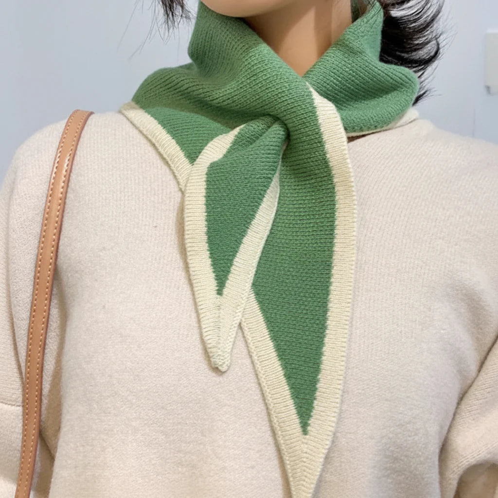 Lightweight Soft Neck Wrap with Retro Contrast Border Scarf