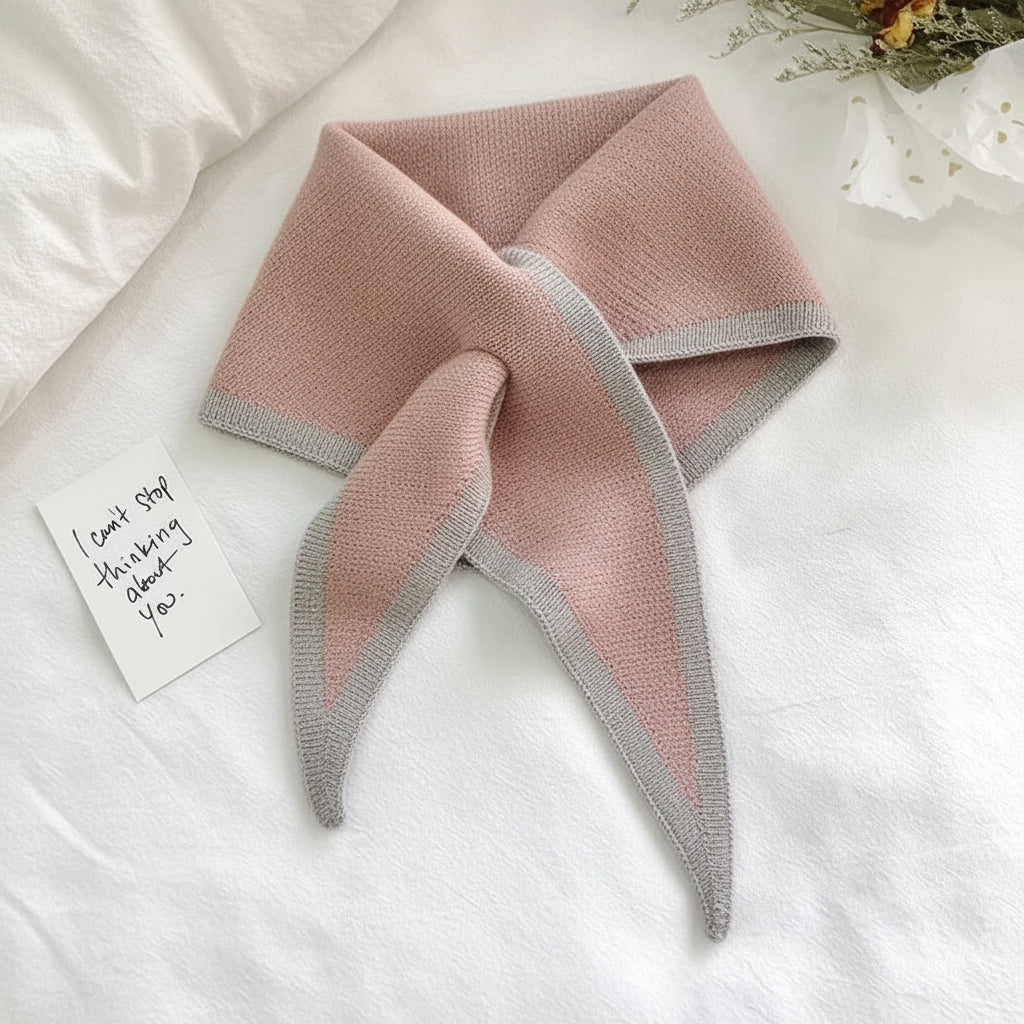 Lightweight Soft Neck Wrap with Retro Contrast Border Scarf
