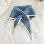 Lightweight Soft Neck Wrap with Retro Contrast Border Scarf