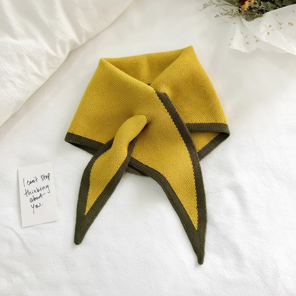 Lightweight Soft Neck Wrap with Retro Contrast Border Scarf