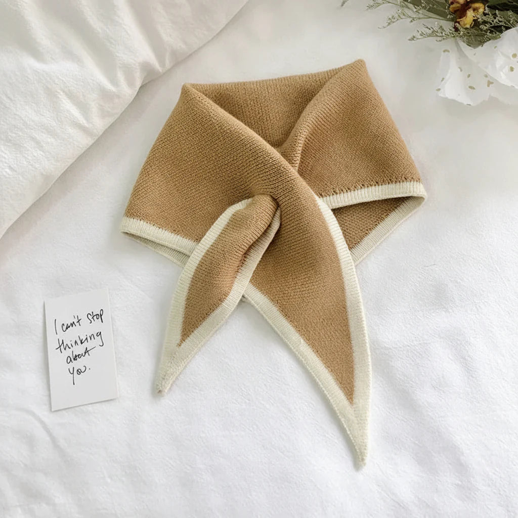 Lightweight Soft Neck Wrap with Retro Contrast Border Scarf