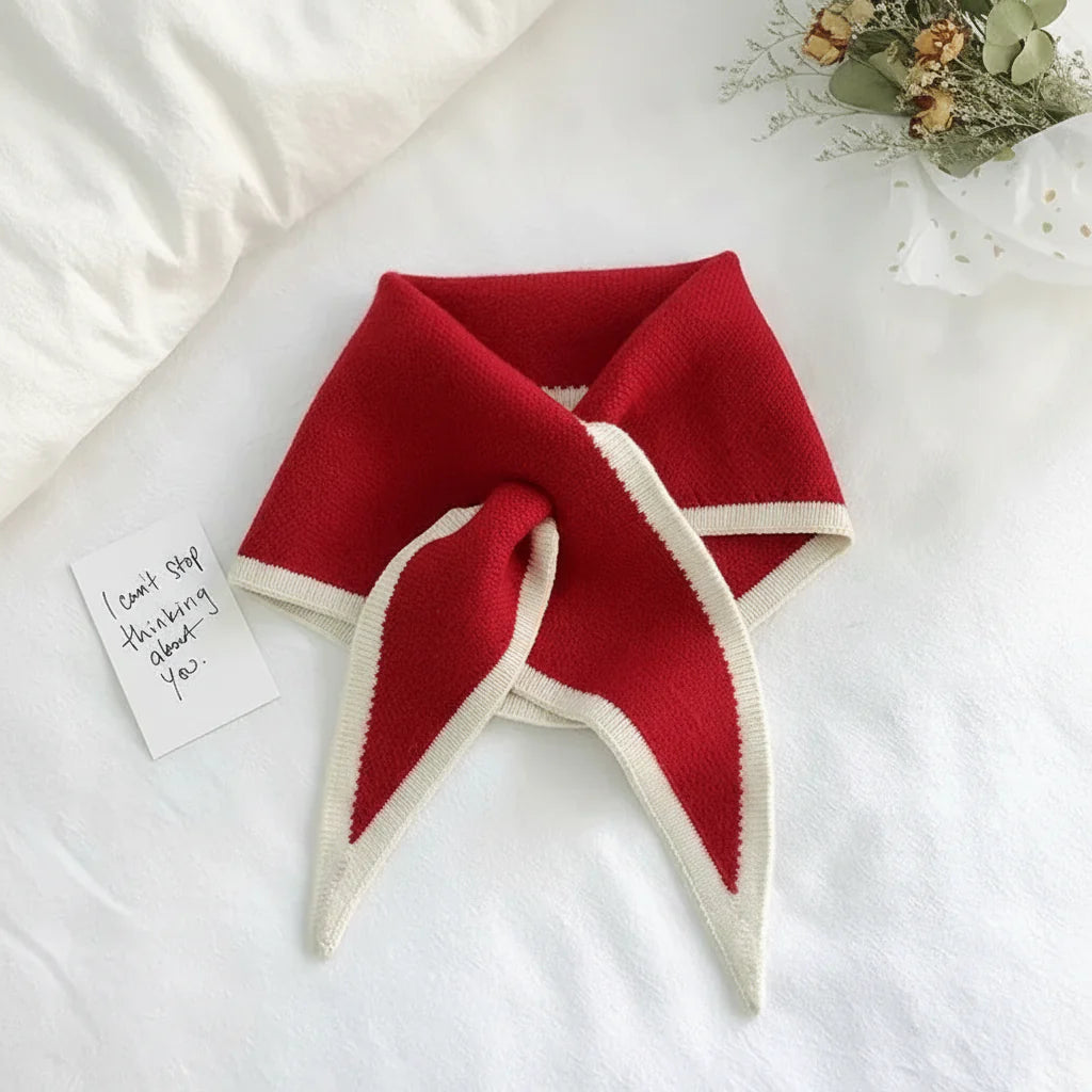 Lightweight Soft Neck Wrap with Retro Contrast Border Scarf