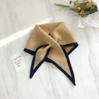 Lightweight Soft Neck Wrap with Retro Contrast Border Scarf