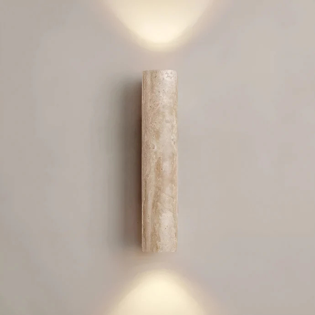 Natural Travertine Wall Lamp with LED – Elegant Marble Calm Lighting