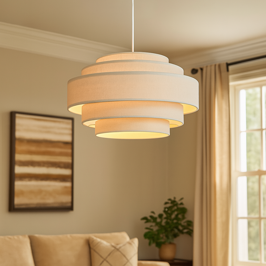 Tiered Fabric Pendant Light with Wabi-Sabi Design
