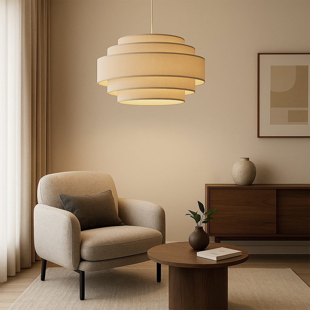 Tiered Fabric Pendant Light with Wabi-Sabi Design