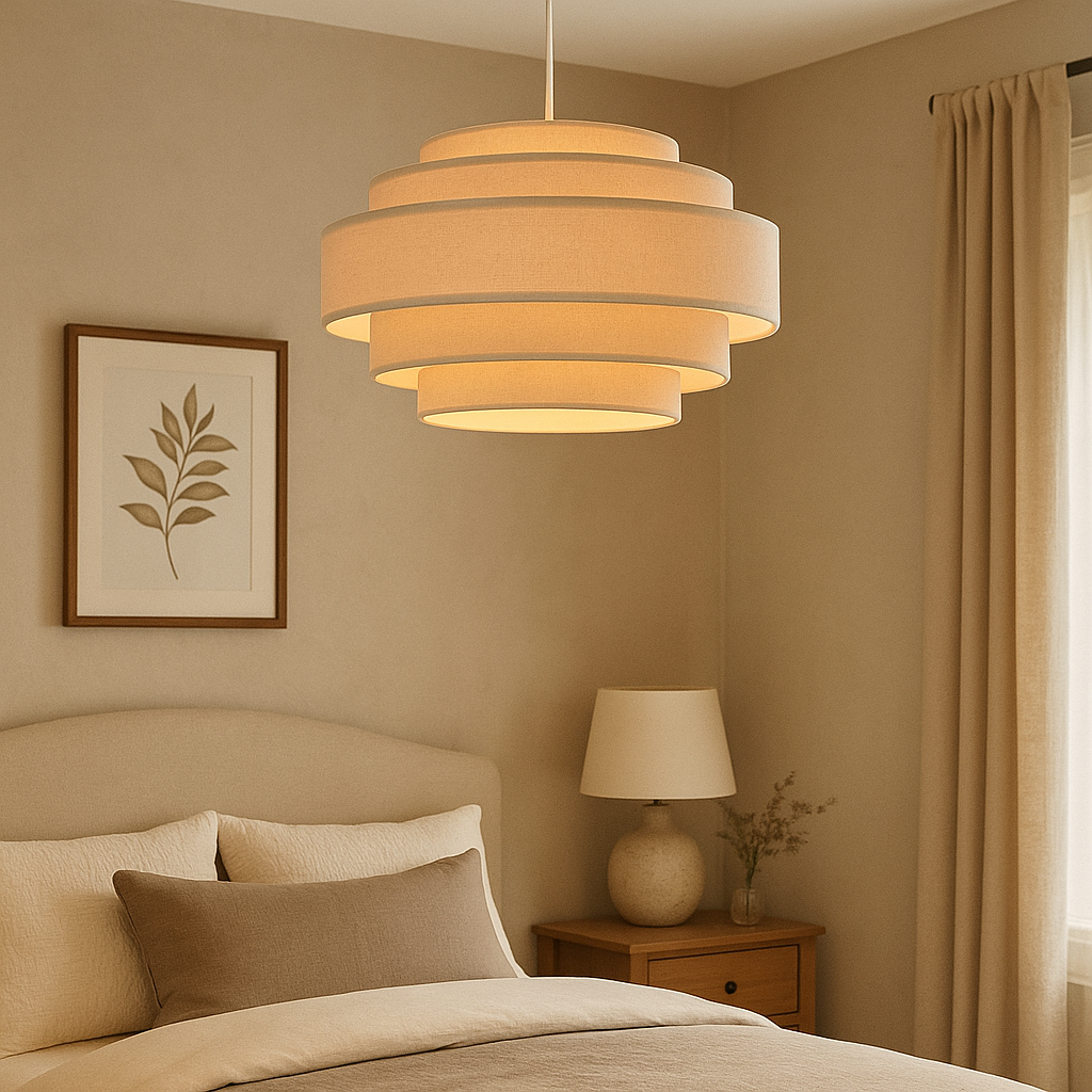 Tiered Fabric Pendant Light with Wabi-Sabi Design