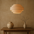 Tiered Fabric Pendant Light with Wabi-Sabi Design