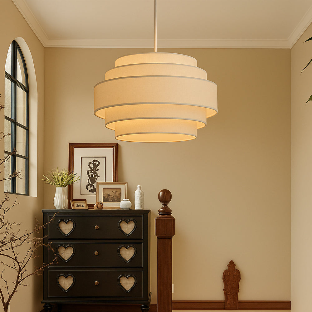 Tiered Fabric Pendant Light with Wabi-Sabi Design