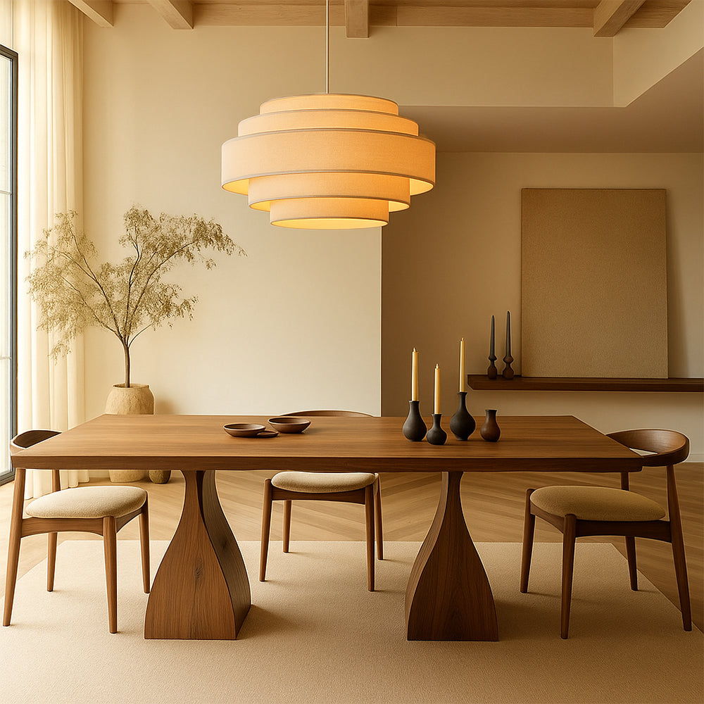 Tiered Fabric Pendant Light with Wabi-Sabi Design