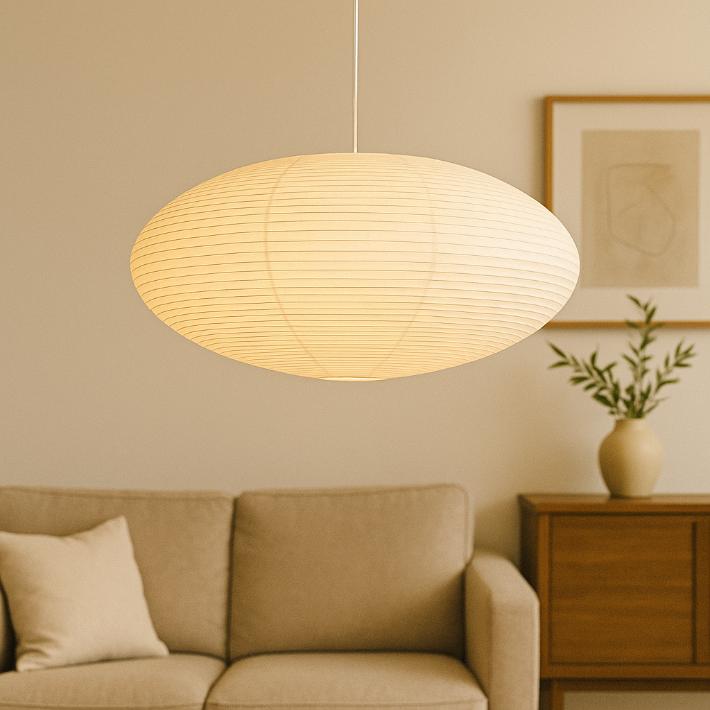 Adjustable Hanging Lamp – Japanese Style Handmade Paper Pendant with Warm LED