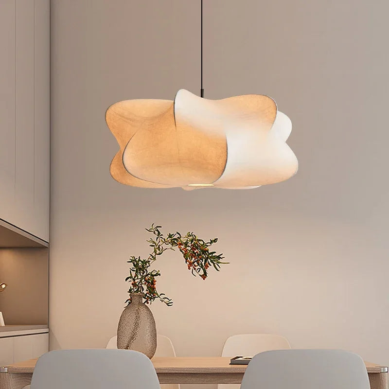Japanese Silk Pendant Light – Hanging Lamp for Tranquil Ambiance, Gentle Illumination