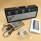 Guitar Amplifier Design Wall Key Organizer with 4 Guitar Plug Keychains