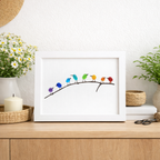 Coastal Display Frame for Wall Art - Sea Glass and Driftwood Bird Design