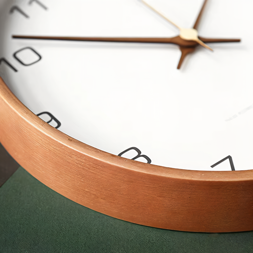 Round Wooden Wall Clock – Silent Nordic Style Timekeeper