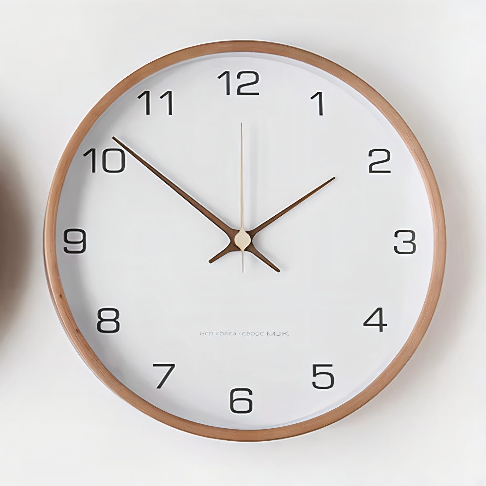 Round Wooden Wall Clock – Silent Nordic Style Timekeeper
