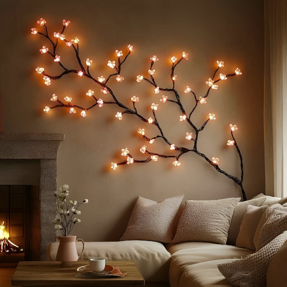 Rustic Tree Light Art Accent with LED Branch for Wall Decor